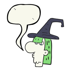 speech bubble cartoon witch head