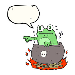 speech bubble cartoon halloween toad in cauldron