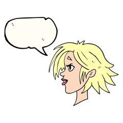 speech bubble cartoon happy female face