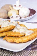 potato pancakes with mushroom sauce
