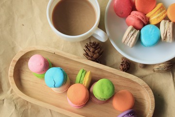 macaroons and hot coffee