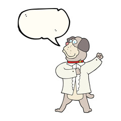 speech bubble cartoon dog in shirt