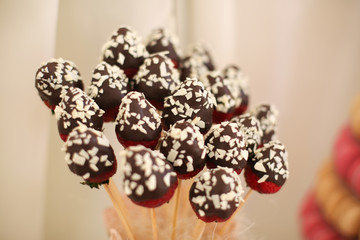 Delicious chocolate cakepops on candy buffet