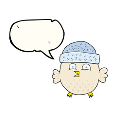speech bubble cartoon owl wearing hat