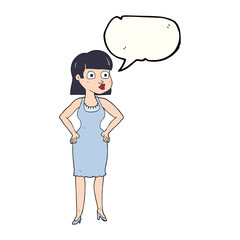 speech bubble cartoon woman with hands on hips