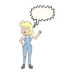 speech bubble cartoon woman shaking fist