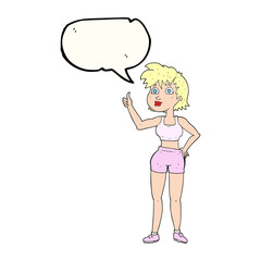 speech bubble cartoon happy gym woman