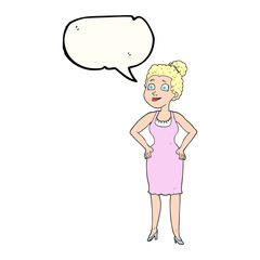speech bubble cartoon woman wearing dress