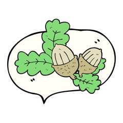 speech bubble cartoon acorns and leaves