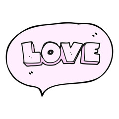 speech bubble cartoon word love