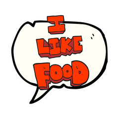 speech bubble cartoon i like food symbol