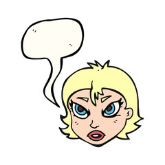 speech bubble cartoon angry female face