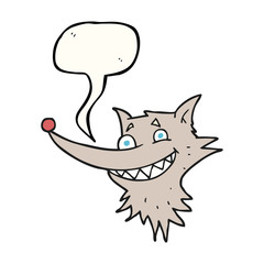 speech bubble cartoon grinning wolf face