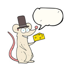 speech bubble cartoon mouse with cheese