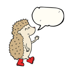 cute speech bubble cartoon hedgehog