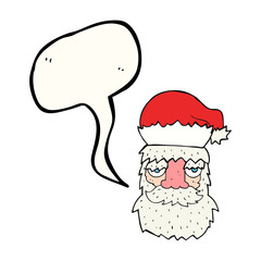 speech bubble cartoon tired santa claus face