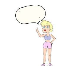 happy gym woman giving thumbs up symbol