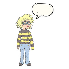 speech bubble cartoon geeky girl