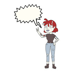 speech bubble cartoon alien rock fan girl