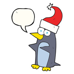 speech bubble cartoon christmas penguin