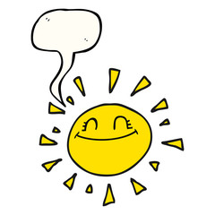 happy speech bubble cartoon sun
