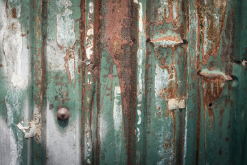 rust and dirty green metal wall background