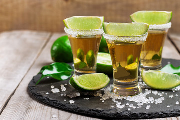 Gold mexican tequila shot