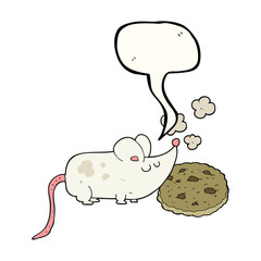 cute speech bubble cartoon mouse and cookie