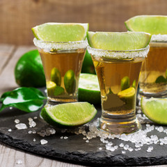 Gold mexican tequila shot