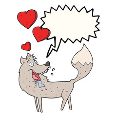 speech bubble cartoon wolf in love