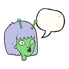 speech bubble cartoon female alien