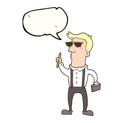 speech bubble cartoon man with notebook