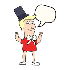 speech bubble cartoon celebrating man