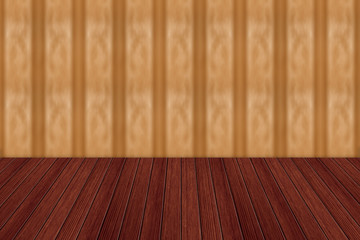 Vintage striped pattern wall and wooden deck tabletop