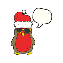 speech bubble cartoon cool christmas robin