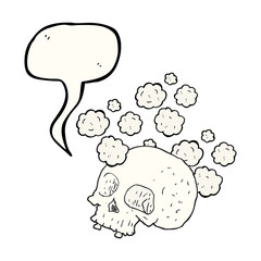 speech bubble cartoon old skull