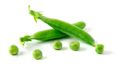 fresh green peas isolated on a white background