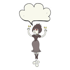 speech bubble cartoon vampire girl flying