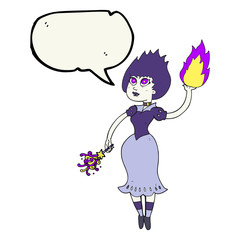 speech bubble cartoon vampire girl casting fireball
