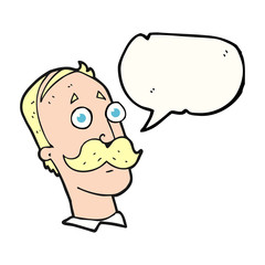 speech bubble cartoon man with mustache