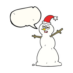 speech bubble cartoon unhappy snowman
