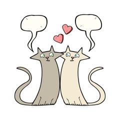speech bubble cartoon cats in love