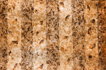 Closeup of handmademulberry papertexture background with leaf