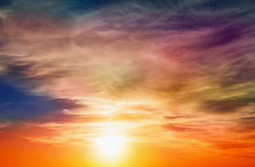 Obrazy na Plexi  Zachód słońca niebo i chmura.