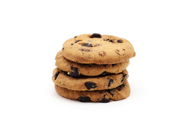 Chocolate chip cookie on white