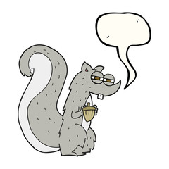 speech bubble cartoon squirrel with nut