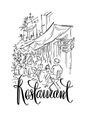 Vector sketch of old street.