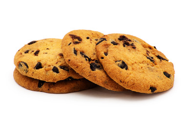 Chocolate chip cookie on white