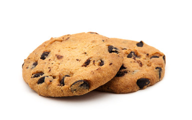 Chocolate chip cookie on white