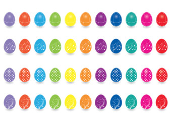 set of coloured Easter eggs